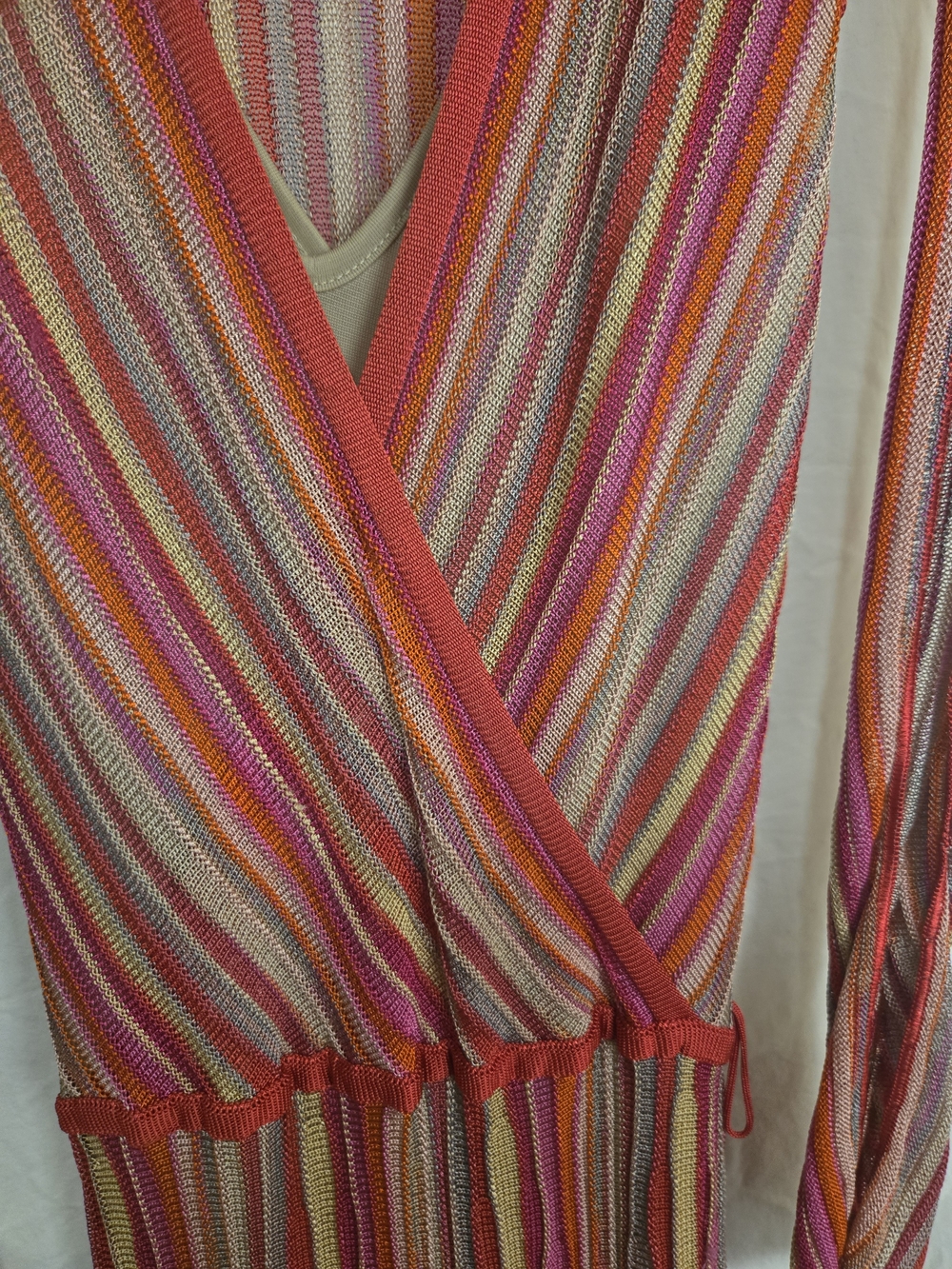 ⭐Missoni Striped V-Neck Sleeveless Dress in Pink, Red, Tan 4 - Picture 4 of 16